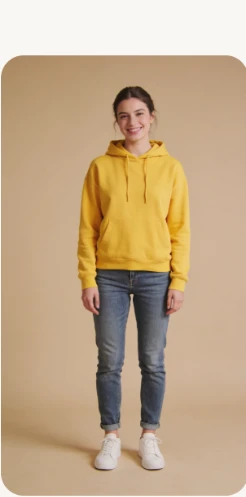 Example reference portrait: person wearing a yellow hoodie